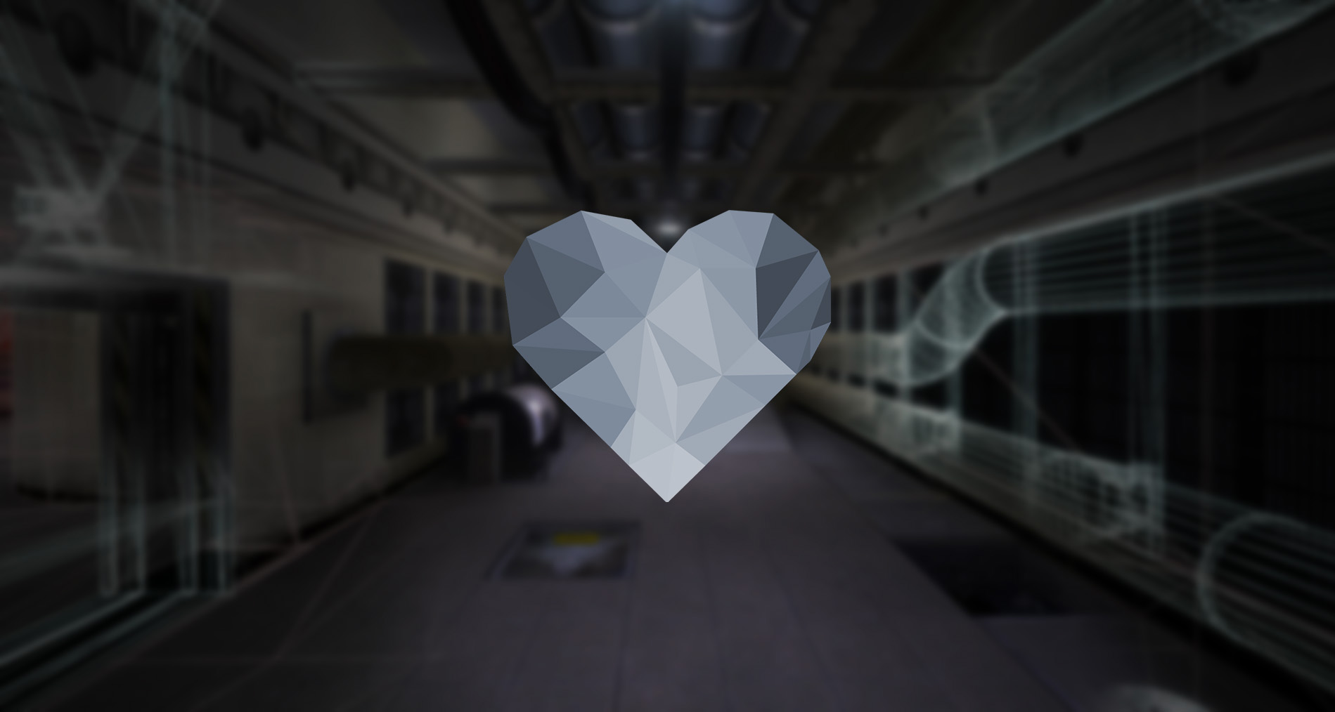 Screenshot of HeartBit website with a image of a corridor and a heart logo